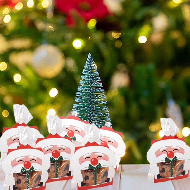 8PCS Christmas Cookie Boxes,Cute Santa Gift Boxes with Inner Plastic Bags,,Christmas Party Favor Bags for Candies & Small Gifts,Candy Chocolates Packaging Gift Box for Festival Holiday New Year - Image 5